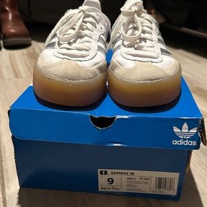 Adidas White & Gum Platform Samba W Sneakers